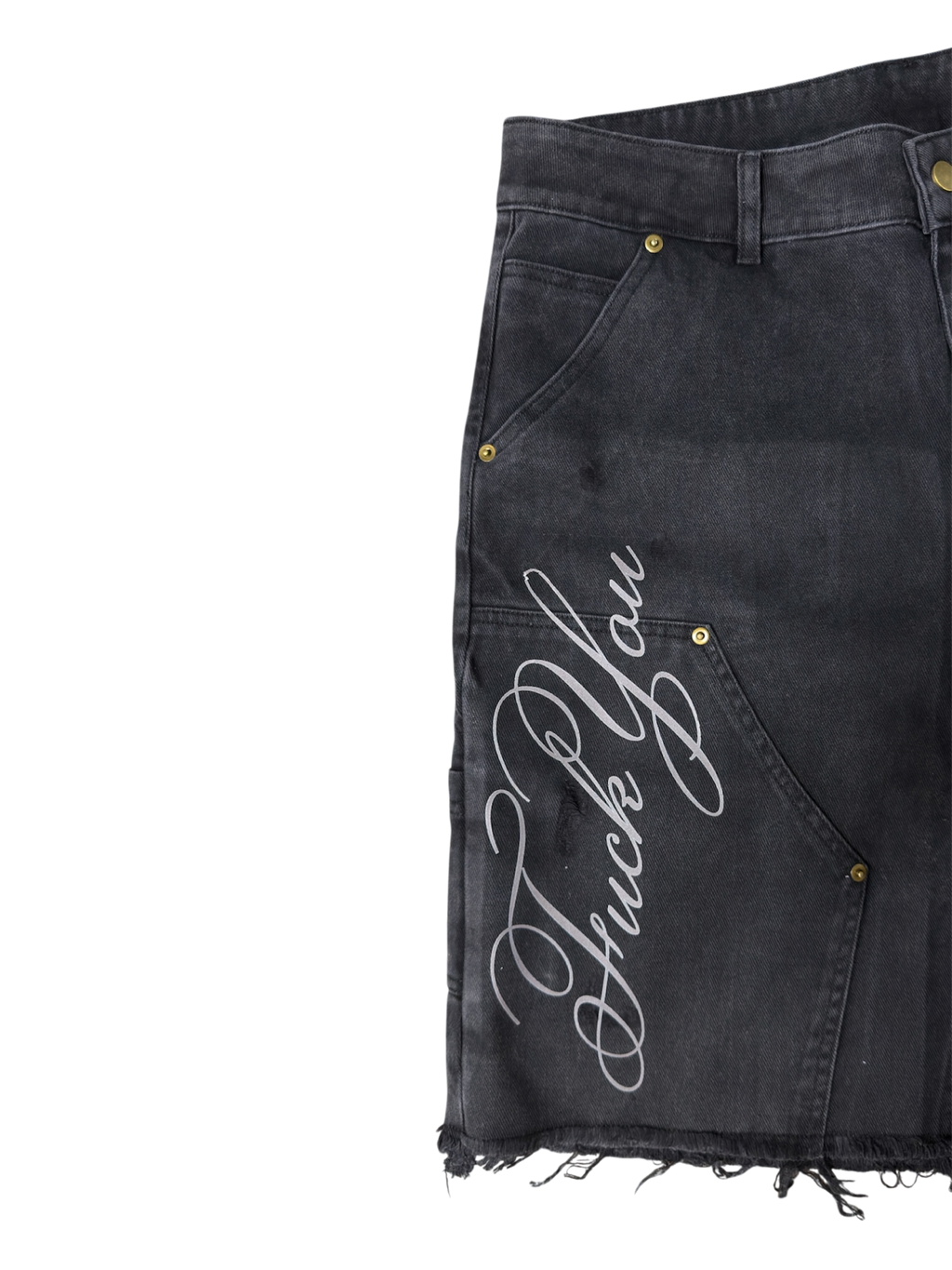 VINTAGE BLACK ‘F You’ Carpenter Jorts