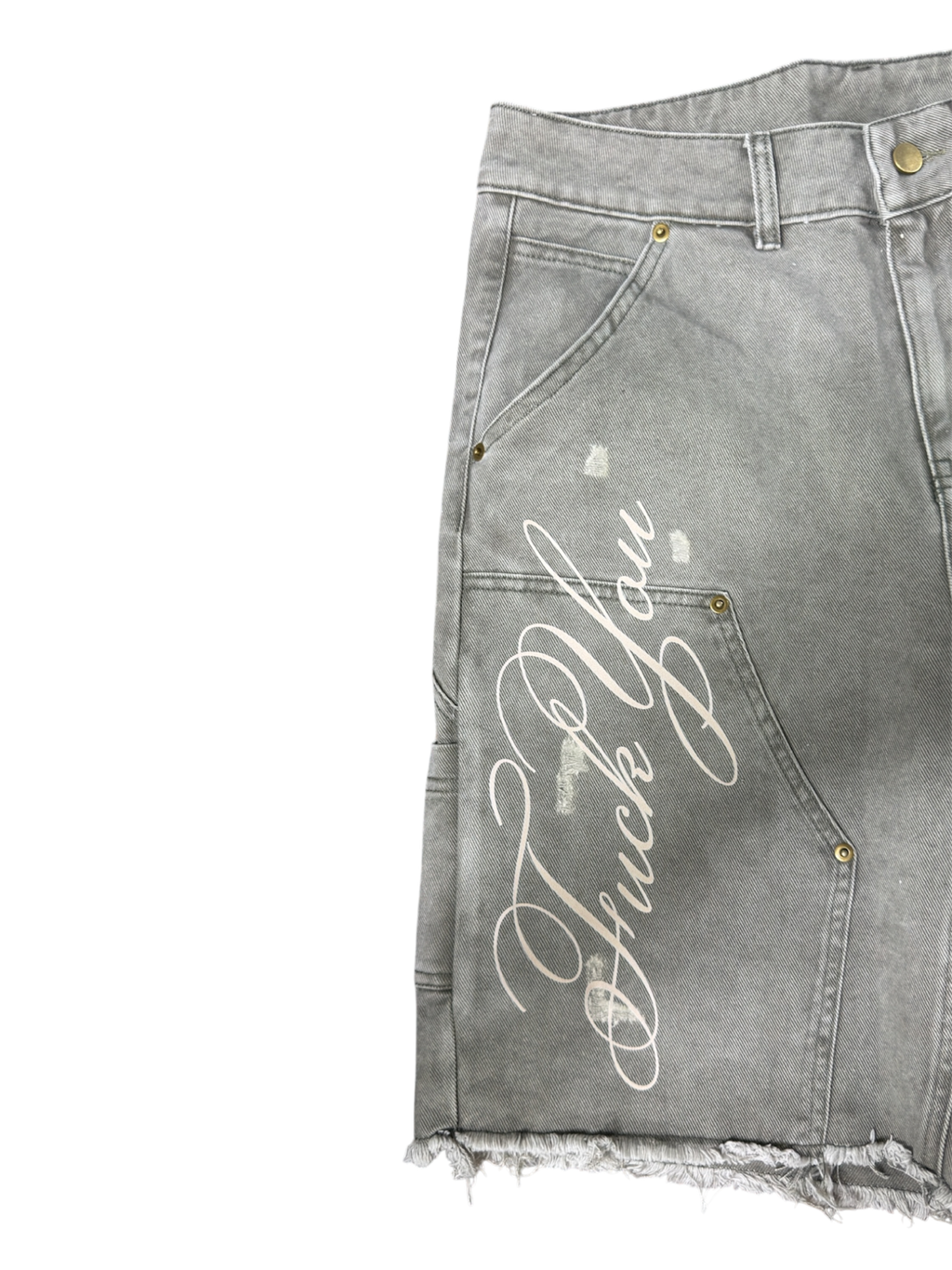 VINTAGE GREEN ‘F-You’ Carpenter Jorts