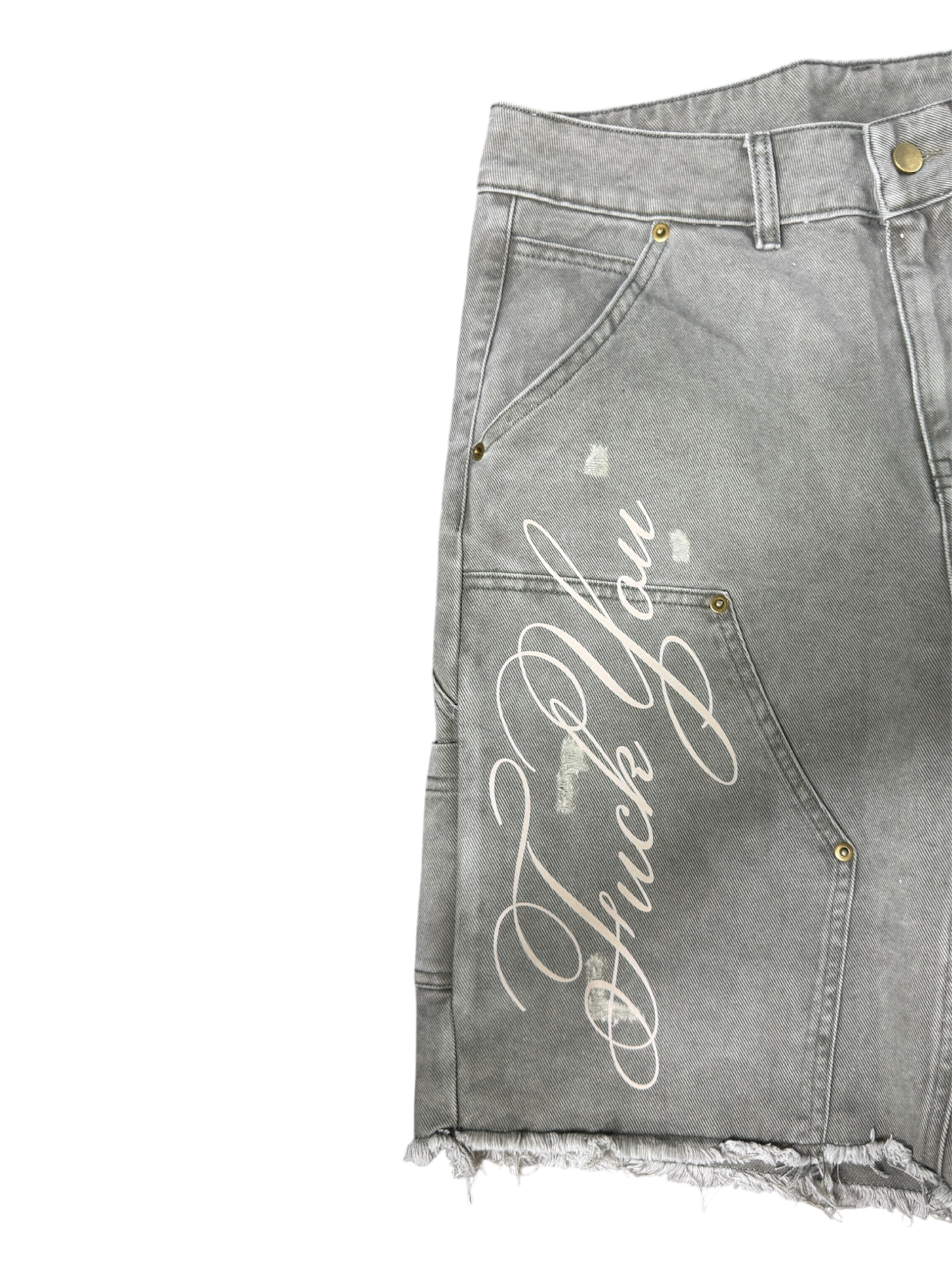 VINTAGE GREEN ‘F-You’ Carpenter Jorts