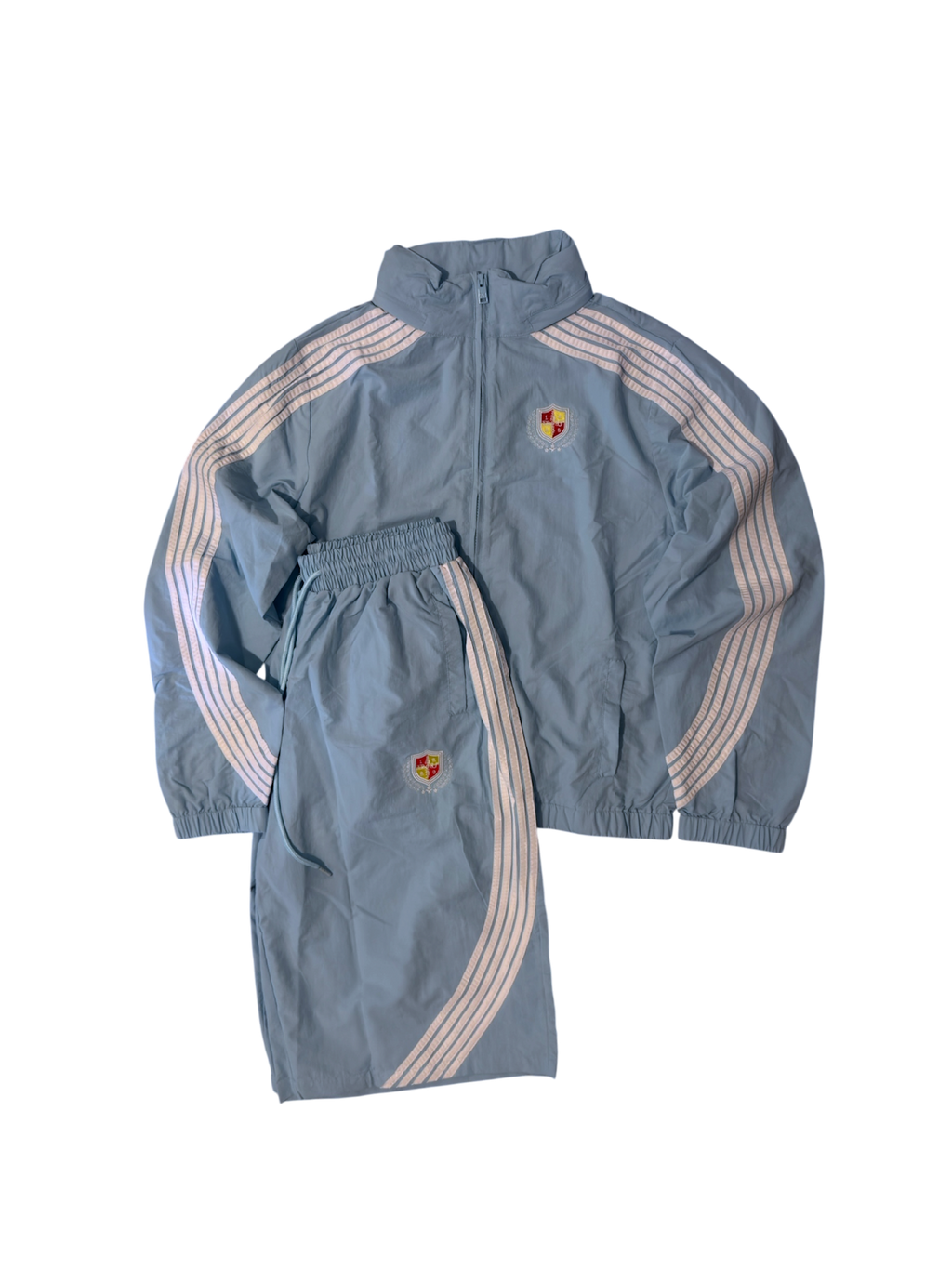 SKY BLUE Varsity Track Shorts Set