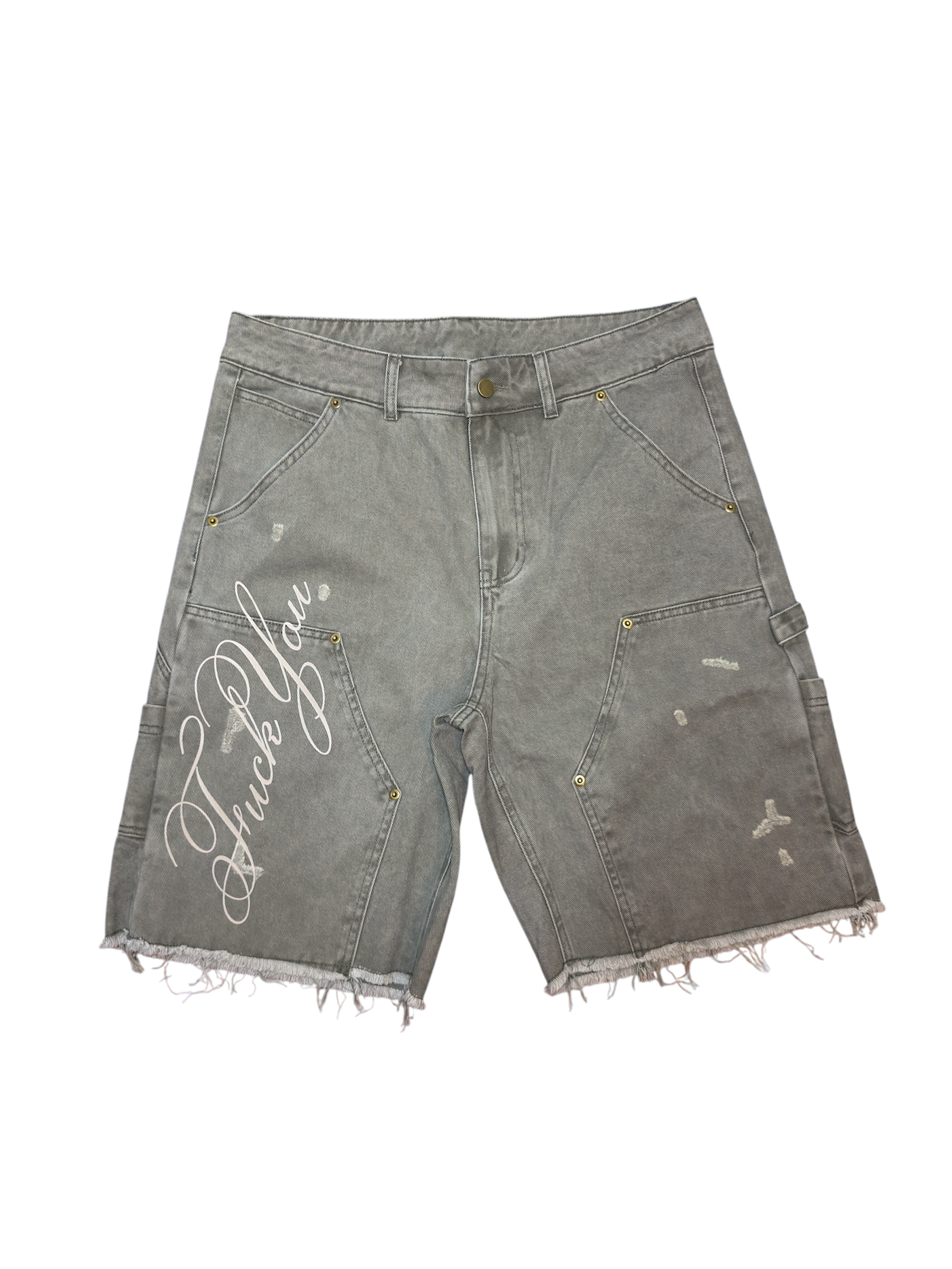 VINTAGE GREEN ‘F-You’ Carpenter Jorts